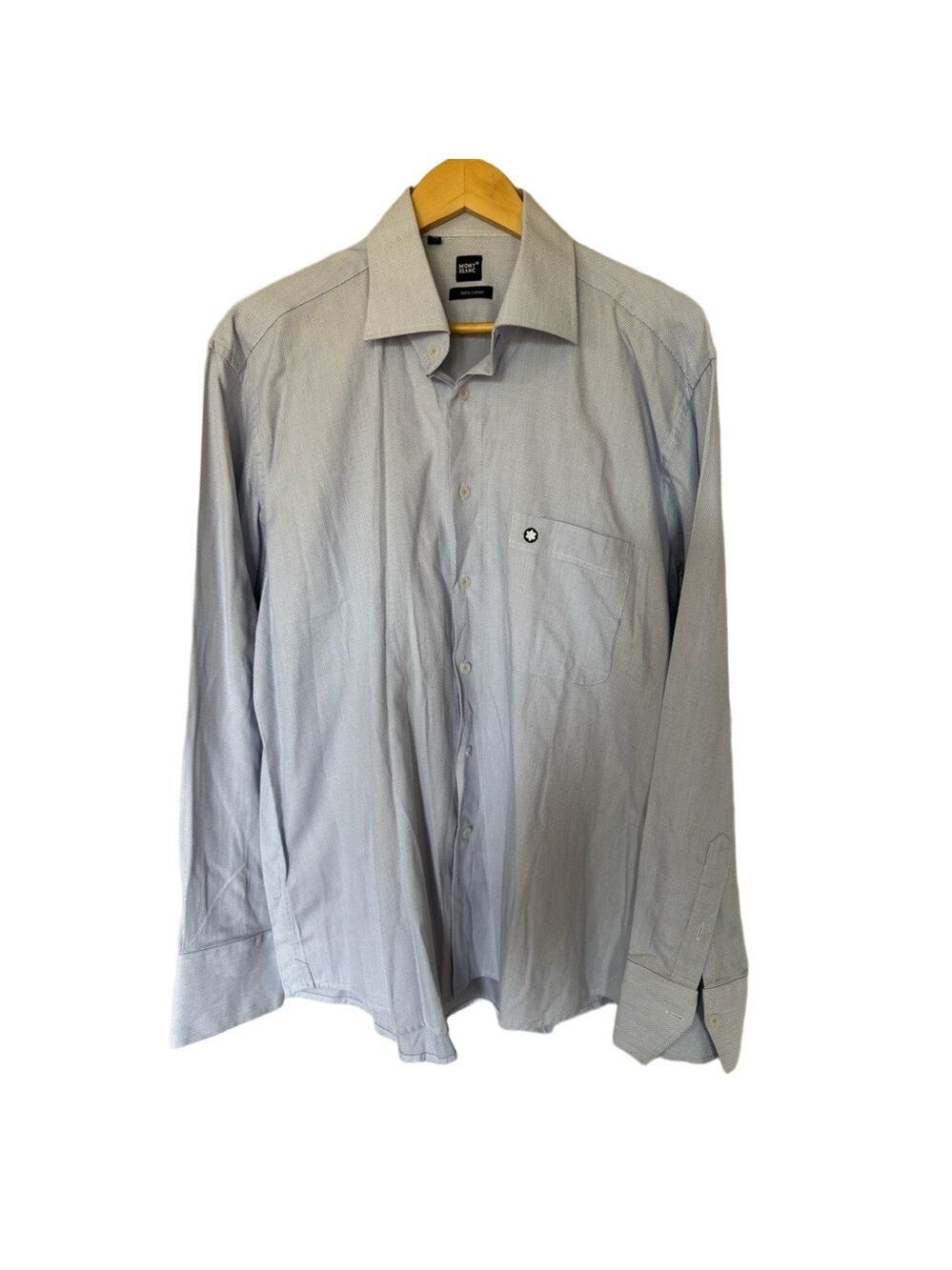 Mont Blanc Blue White Dress Shirt